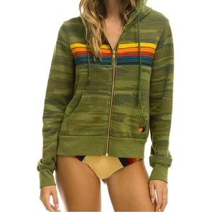 Aviator Nation Camouflage Stripe Hoodie Sweatshirt Size L
